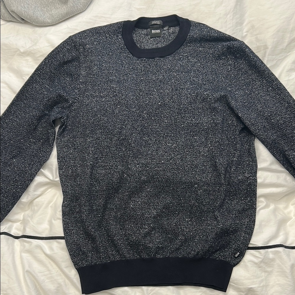 BOSS Men's Navy/Black Sweater